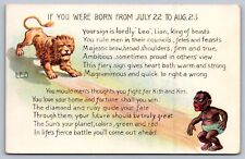 C1910 postcard ASTROLOGY FORTUNE if you were born LEO w/lion picture