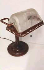 Rare Historic Vintage Bankers Desk Lamp Frosted Glass Shade High Quality Antique picture