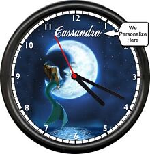 Personalized Your Name Mermaid Sitting On The Moon Fatasy Sign Wall Clock picture