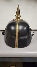 German Prussian Officer Costume Leather Pickelhaube Helmet WW1 Spiked W/Dust Cov picture
