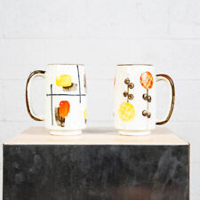 Mid Century Style Craft Coffee Mugs Set 2 Design Ceramic Studio Signed Art Mcm picture