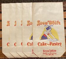 Lot of 5 Vintage Snow White Delicious Cake and Pastry Flour Paper Bag Sack 5 LBS picture