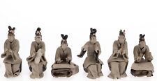 Six Mud Men Music Musicians Chinese Clay Terracotta 2in Very Detailed Used READ picture