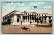 c1915 Post Office Washington DC US Flag, Classic Car ANTIQUE Postcard picture
