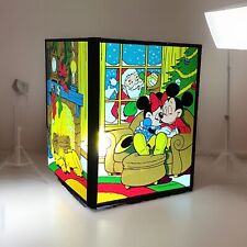 Vintage Walt Disney Santa,Mickey,Minnie Mouse Stained Glass Seriglass Window picture