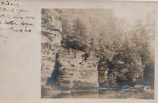 Cliffs near Richland Center, Wisconsin WI-with woman in corner-RPPC posted 1907 picture