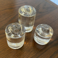 3 Sizes of Clear Glass Puffed Heart Topped Cylinder Paperweights - Artist Signed picture