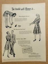 OFFENSIVE NOSTALGIC Print Ad Advertisement 1946 Sanfordize Trouble With Women picture