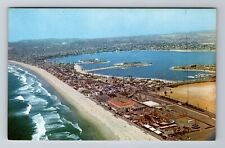 Mission Beach CA-California, Aerial of Mission Beach, Antique Vintage Postcard picture