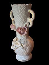 Vintage 6” white bud vase with roses and gold leaf Number 52/176 picture