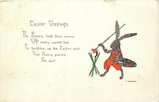 Antique DB Easter Postcard J497 Weaver Art Rabbit Painting an Egg Cancel 1924 picture