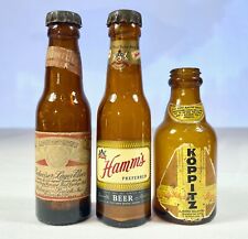Lot (3) Vintage MINIATURE BEER BOTTLES ~ Hamm's, Budweiser & Koppitz picture