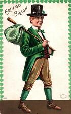 IRISH LAD Carries SHILLELAGH On Colorful Vintage 1909 ST. PATRICK'S DAY Postcard picture