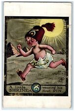 1910 Little Boy First Pin Shriner Masonic Rochester New York NY Antique Postcard picture