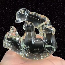 1980s Clear Art Glass Mama Bear And Baby Figurine Paperweight Vintage 4