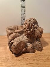 Vintage Clay Male Lion Votive Candle Holder or Planter Dipped In Paint Heavy picture