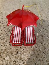 Beach Chair/Lounge Chair w/Umbrella Red Christmas Tree Ornament Xmas Decoration picture