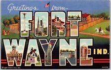 Fort Wayne Large Letter Spell Out Indiana In Postcard picture