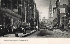 c1905 Market Street From 10th Street People Signs Trolley Philadelphia PA P505 picture