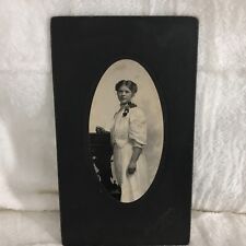 Antique Vintage Photo Young Woman White Dress Oval Card Mounted St Paul MN picture