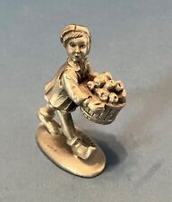 1982 Hudson Pewter Nursery Rhymes PETER PIPER boy carrying basket of peppers picture