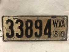 Vintage 1918/1919 West Virginia License Plate picture
