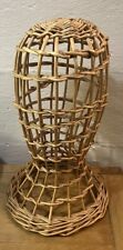Vtg French Style Rattan Wicker Woven Head Hat Wig Stand Mannequin 14” Tall picture