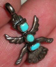 VINTAGE SIGNED C. IULE NAVAJO KACHINA TURQUOISE STERLING SILVER CHARM vafo picture