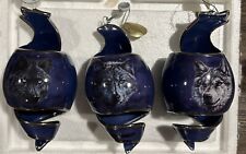 Set Of 3 Bradford Exchange WOLF Vision of the NIght Christmas Ornaments / 2003 picture