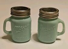 Mason Glass Aqua Blue Salt and Pepper Shakers, Pre-owned picture