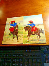 2=Antique Embossed  Postcard COWGIRL Horse Lasso Roping FABRIC Cloth LOT OF 2 picture
