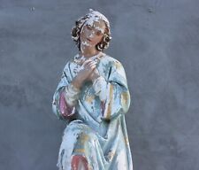Antique Religious Sculpture, Plaster Kneeling, Praying Woman Angel Statue picture