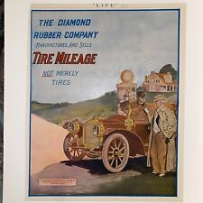 Rare 1911 Auto Car Diamond rubber Company RECYCLING Deco Cole Roadster Mileage picture
