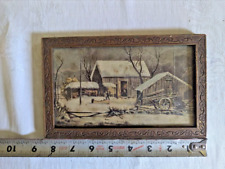 Antique Picture Frame 8 x 5 Art Deco Barns Hunting Scene Lithograph Print? picture