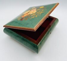 Vintage Wood Italian Music Box Plays Fascination Waltz Italy Green Floral VIDEO picture
