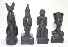 4 RARE ANCIENT EGYPTIAN ANTIQUE  Statues Bastet, Horus, Nefertiti, Nefertari picture