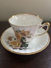 Vintage Royal Ardalt Cup Saucer English Bone China Yellow Roses with Gold Trim picture