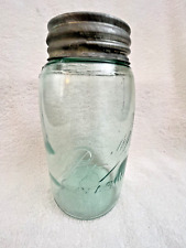 Vintage Ball Mason QUART Jar Light Aqua #1 Shoulder Seal Ball Zinc Lid 1900~1910 picture