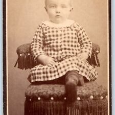 c1880s Manchester, Iowa Young Toddler Boy in Dress CdV Photo Card CB Mills H23 picture