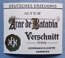 Old Rumetikett Bottle Label Batavia Arrac Hoppe Hamburg picture