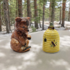 Vintage Goebel Bear and Beehive 1954 Salt and Pepper Shakers Set (Chip) picture