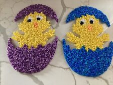 2 PC Vintage  KAGE CO. POPCORN DECORATIONS EASTER CHICK IN EGG picture