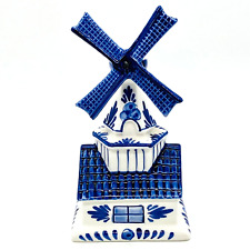 VTG Delft Blue Spinning Windmill Coin Bank Piggy Bank Hand Painted EUC picture