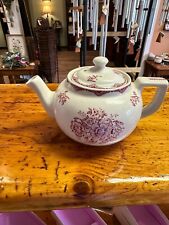 Vintage -Sterling China Tea Pot Red Floral Design: York Kitchen Equipment NY picture