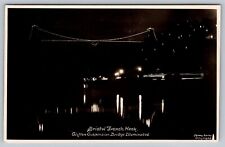 RPPC Bristol French Week Clifton Suspension Bridge Lights at Night PostCard - C9 picture