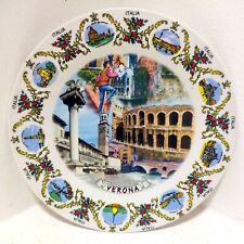 Verona Italy Painted Handmade Porcelain Round Decorative Plate Dish Vintage 9.2