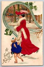 New Year~Lady In Red Silk Coat & Hat Ice Skates~Angel In Blue Silk Cape~'07 NASH picture