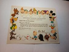 WWII 1944 United States Treasury War Finance Disney Bond Certificate picture