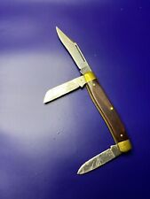 Vintage Sears 95419 Wood Handle 3 Blade Stockman Knife Made in USA picture