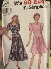 1992 Simplicity Sewing Pattern 8238 Womens 2-Pc Dress 2 Lengths Size 8-18 picture